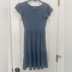 Short sleeve asymmetrical stripped dress